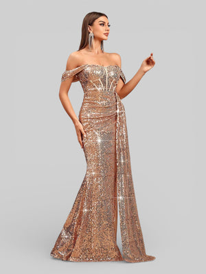 Vestido de Festa Super Luxo Paetê com Faixa Farm - Aurea Dress