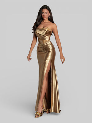 Vestido de Festa Luxo Corpete sem Alças Suiça - Aurea Dress