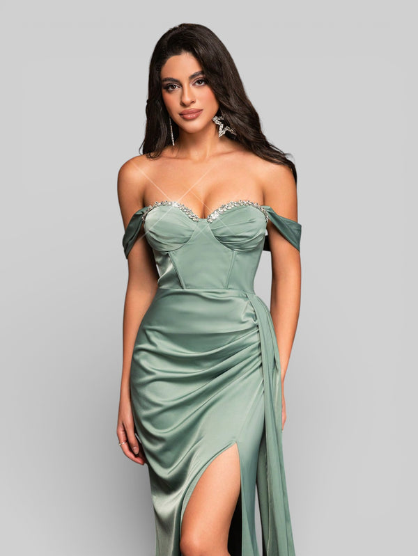 Vestido de Festa com Faixa e Strass Volpe - Aurea Dress