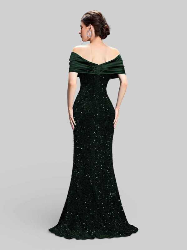 Vestido de Festa Sereia em Paetê Ombro a Ombro Luxuria