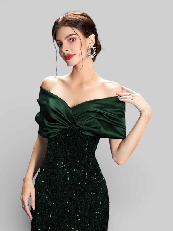 Vestido de Festa Sereia em Paetê Ombro a Ombro Luxuria