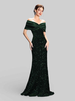 Vestido de Festa Sereia em Paetê Ombro a Ombro Luxuria