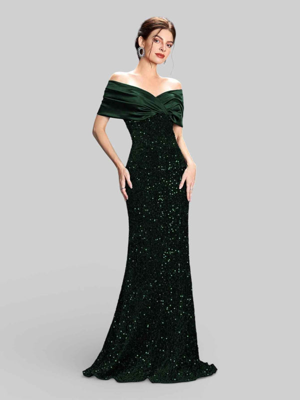 Vestido de Festa Sereia em Paetê Ombro a Ombro Luxuria