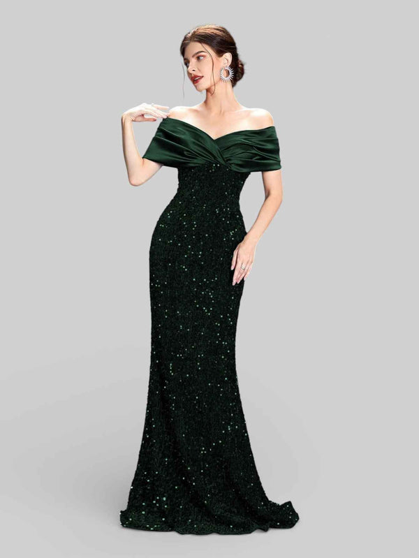 Vestido de Festa Sereia em Paetê Ombro a Ombro Luxuria