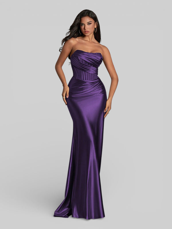 Vestido de Festa Luxo Corpete sem Alças Suiça - Aurea Dress