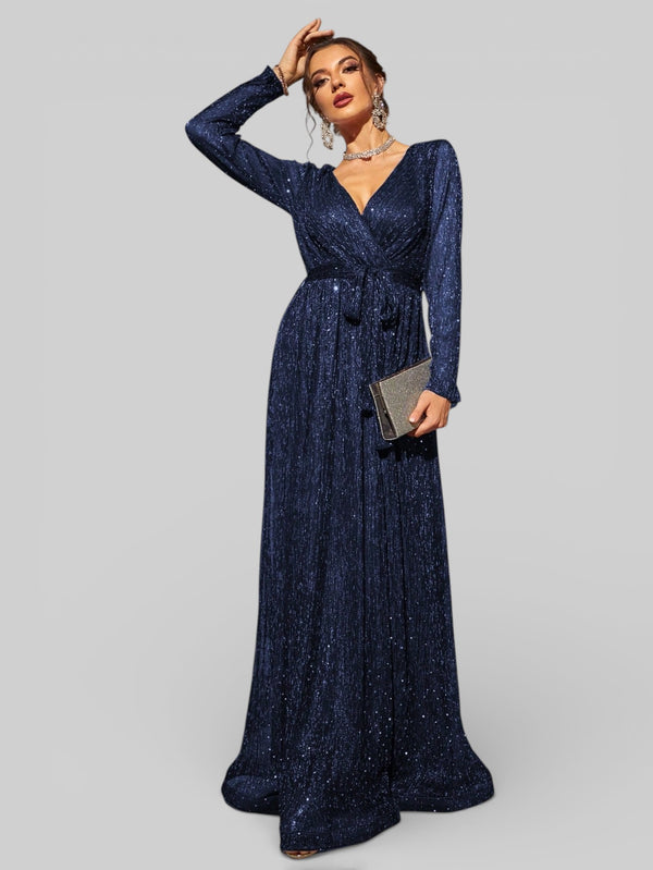 Vestido de Festa Manga Longa com Cinto Laurize - Aurea Dress