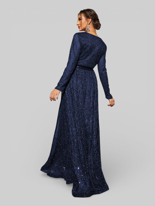 Vestido de Festa Manga Longa com Cinto Laurize - Aurea Dress