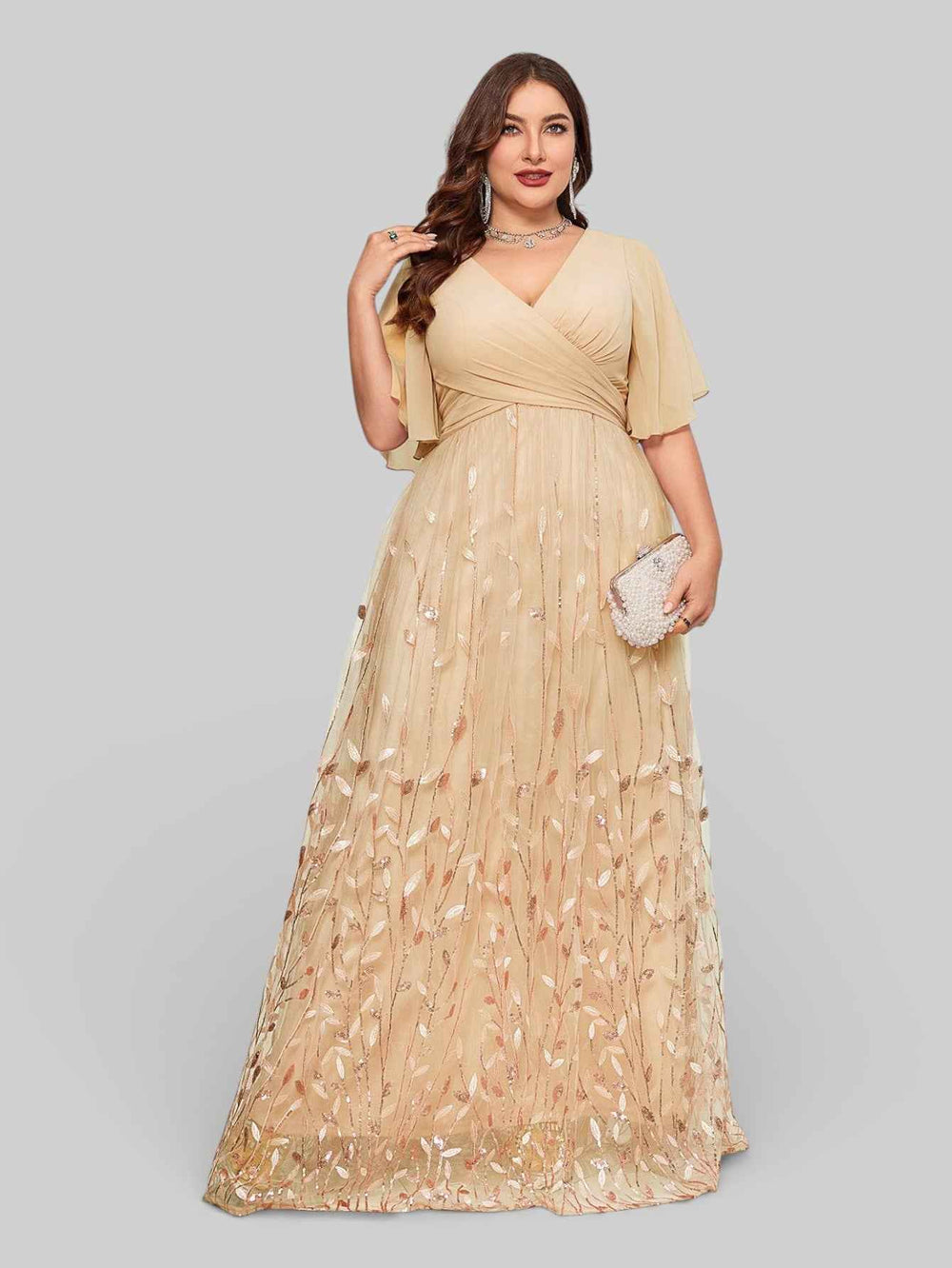 Vestido Longo de Festa com Apliques Alícia