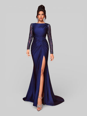 Vestido de Festa Manga Longa Drapeado Eva - Aurea Dress