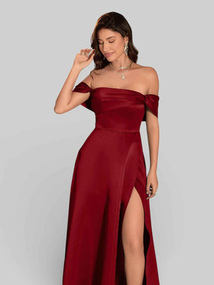 Vestido de Festa Ombro a Ombro com Fenda Vilella
