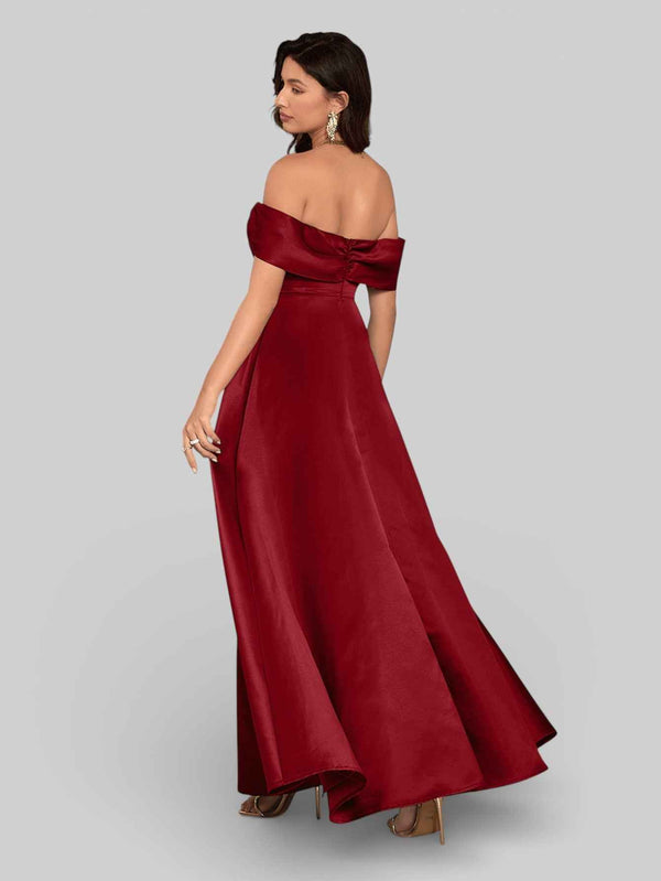 Vestido de Festa Ombro a Ombro com Fenda Vilella