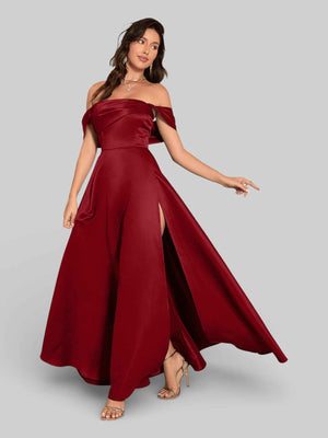 Vestido de Festa Ombro a Ombro com Fenda Vilella