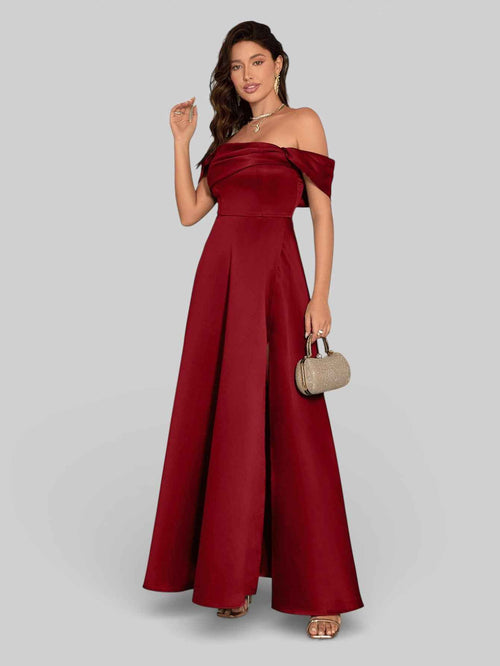 Vestido de Festa Ombro a Ombro com Fenda Vilella