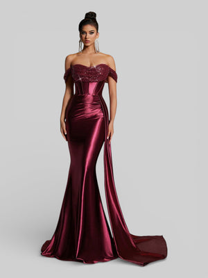Vestido de Festa Luxo Ombro a Ombro Paetês Famma - Aurea Dress