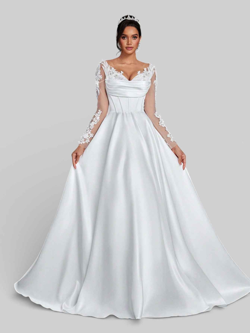 Vestido de Festa Luxo Bordado com Renda Aurea Dress