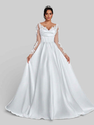 Vestido de Festa Luxo Bordado com Renda Aurea Dress