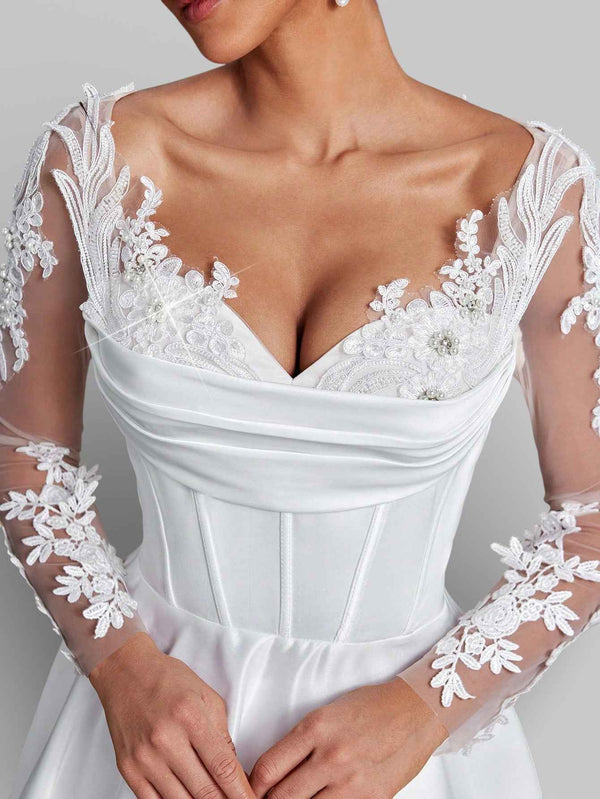 Vestido de Festa Luxo Bordado com Renda Aurea Dress