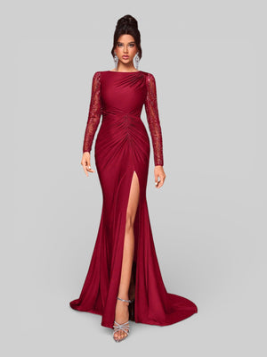 Vestido de Festa Manga Longa Drapeado Eva - Aurea Dress