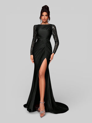 Vestido de Festa Manga Longa Drapeado Eva - Aurea Dress