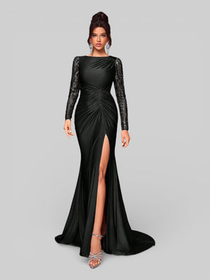 Vestido de Festa Manga Longa Drapeado Eva - Aurea Dress