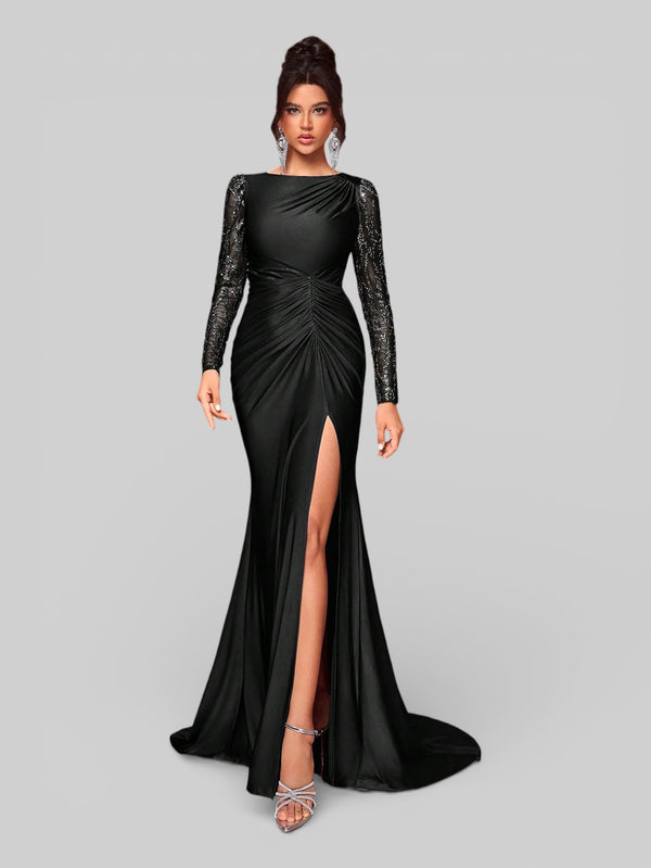 Vestido de Festa Manga Longa Drapeado Eva - Aurea Dress