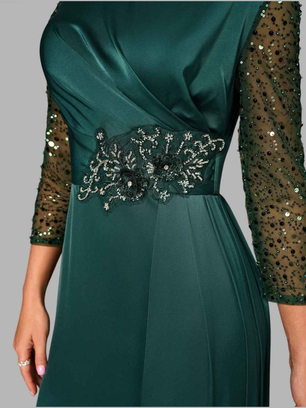 Vestido de Festa Manga Longa Super Luxo Luiza
