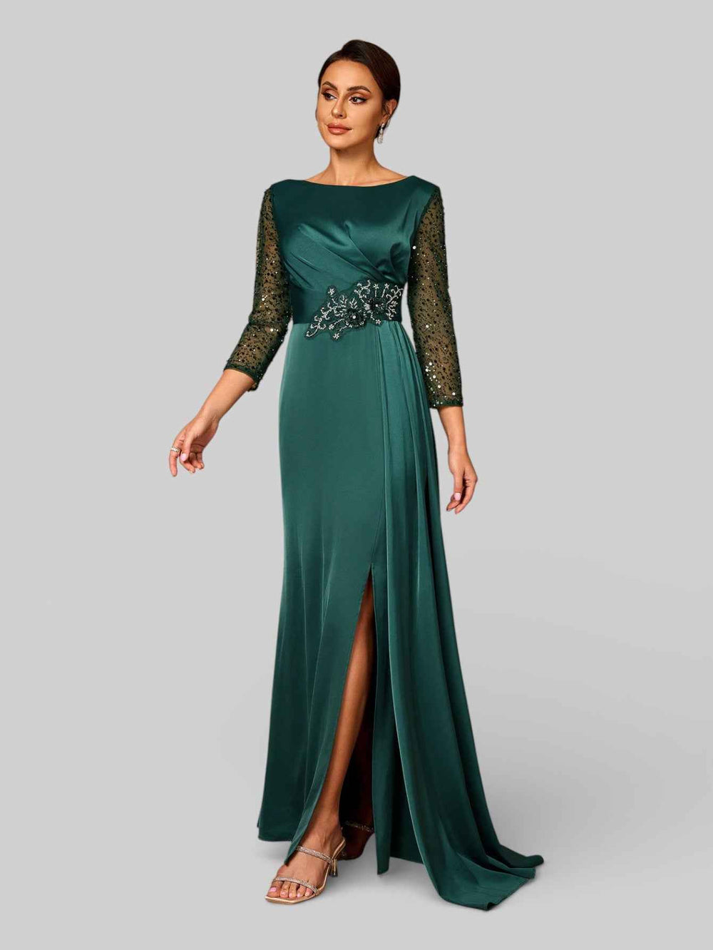 Vestido de Festa Manga Longa Super Luxo Luiza