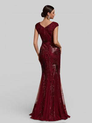 Vestido de Festa Longo Paetê Dolps New - Aurea Dress