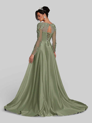 Vestido de Festa Luxo Bordado com Renda Aurea Dress