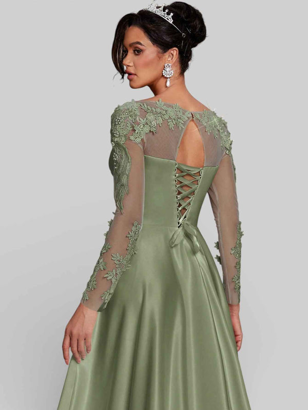Vestido de Festa Luxo Bordado com Renda Aurea Dress
