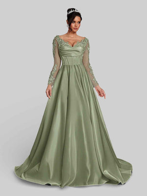 Vestido de Festa Luxo Bordado com Renda Aurea Dress