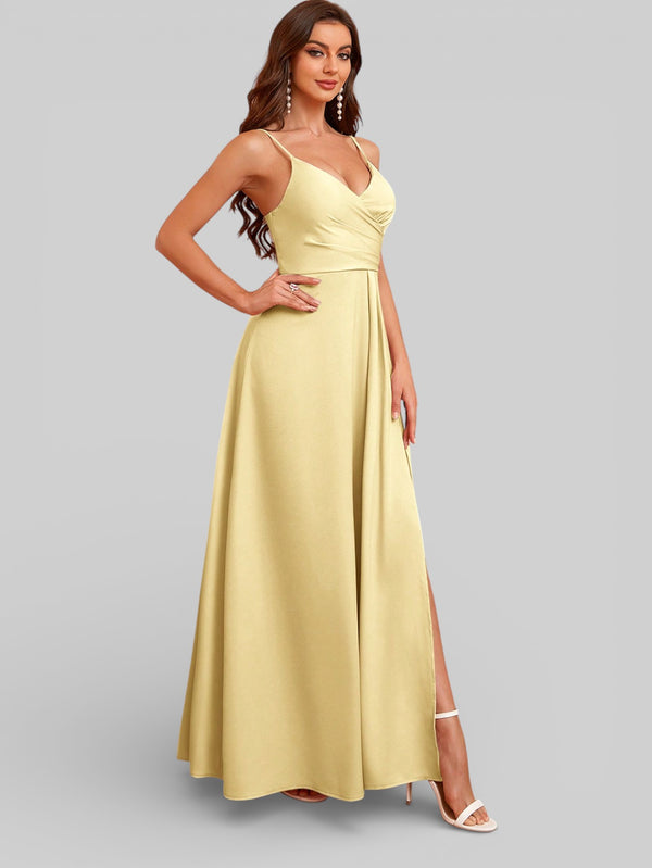 Vestido de Festa Alças Finas com Fenda Monize - Aurea Dress
