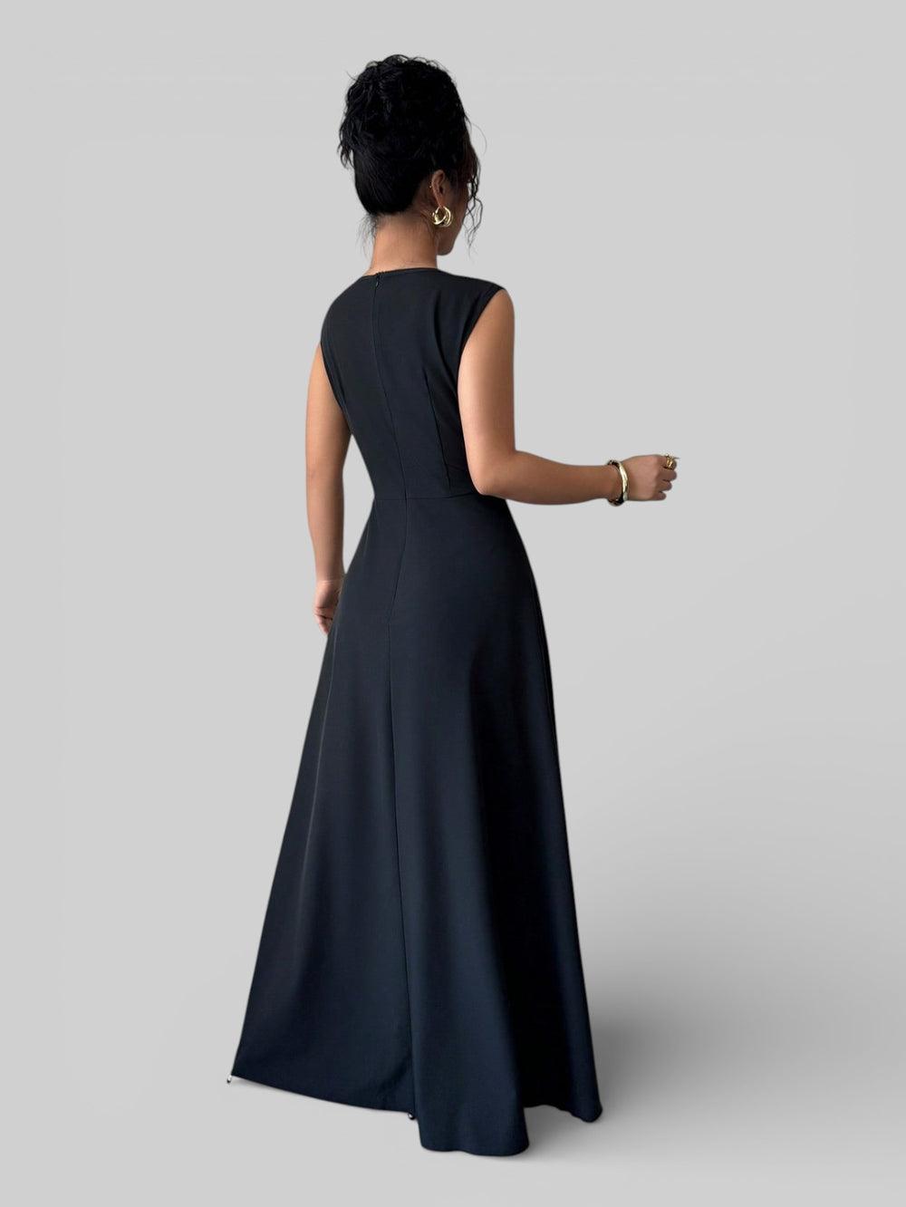 Vestido de Festa Longo Preto e Rosa Elenice