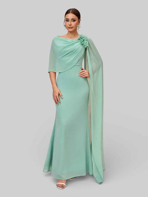 Vestido de Festa Longo com Capa Flowers