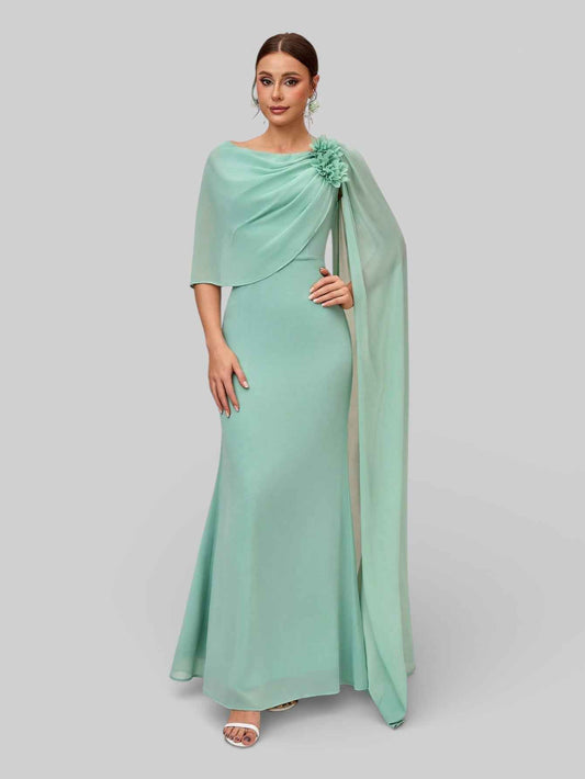 Vestido de Festa Longo com Capa Flowers