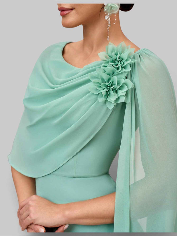 Vestido de Festa Longo com Capa Flowers