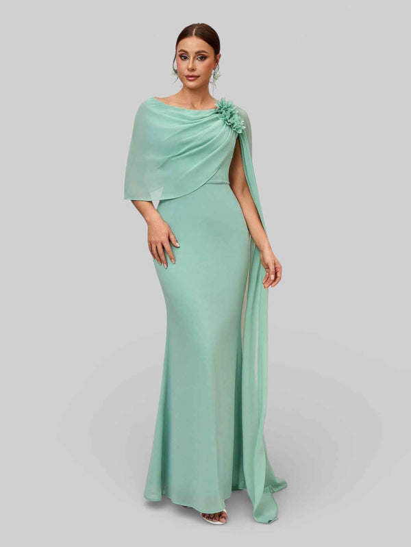 Vestido de Festa Longo com Capa Flowers