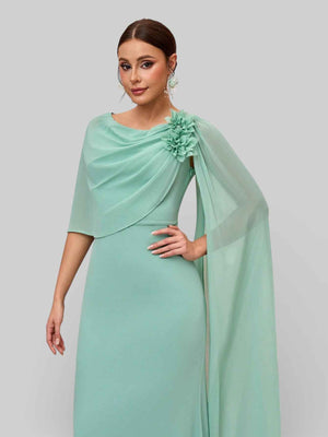 Vestido de Festa Longo com Capa Flowers