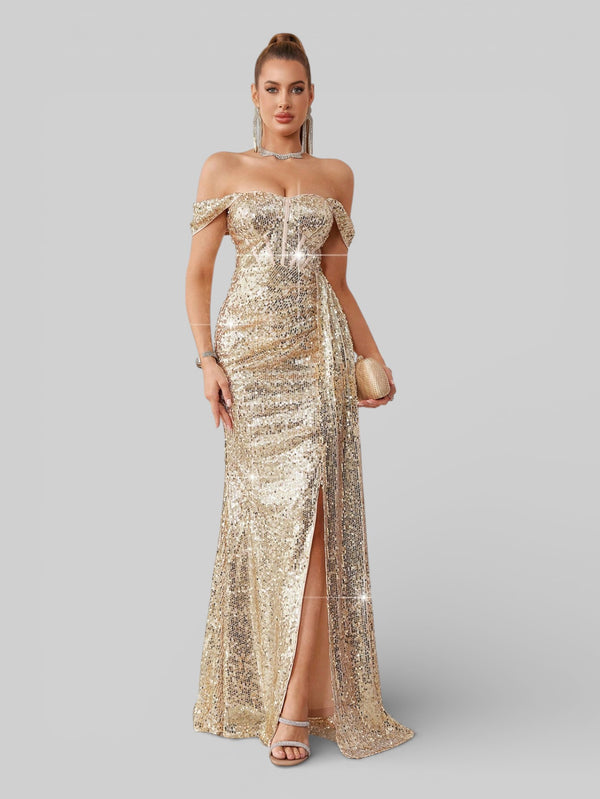 Vestido de Festa Super Luxo Paetê com Faixa Farm - Aurea Dress