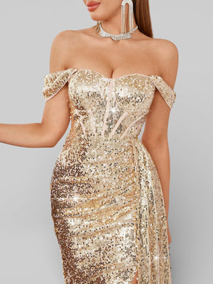 Vestido de Festa Super Luxo Paetê com Faixa Farm - Aurea Dress