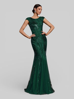 Vestido de Festa Longo Paetê Dolps New - Aurea Dress