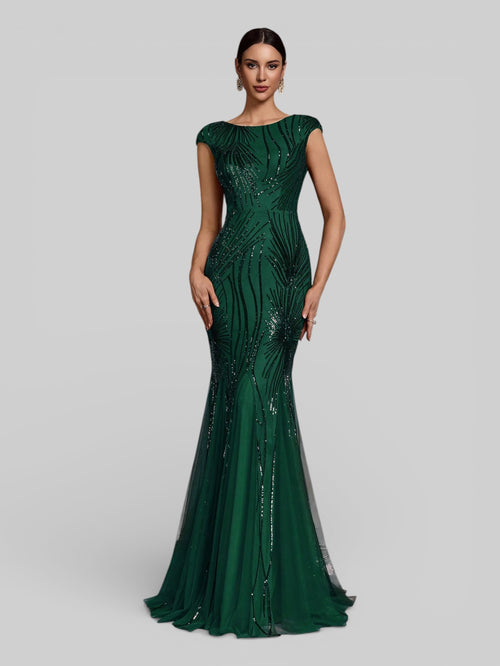 Vestido de Festa Longo Paetê Dolps New - Aurea Dress