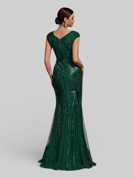 Vestido de Festa Longo Paetê Dolps New - Aurea Dress