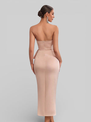 Vestido de Festa Midi Tomara que Caia Assimétrico Dafiny - Aurea Dress