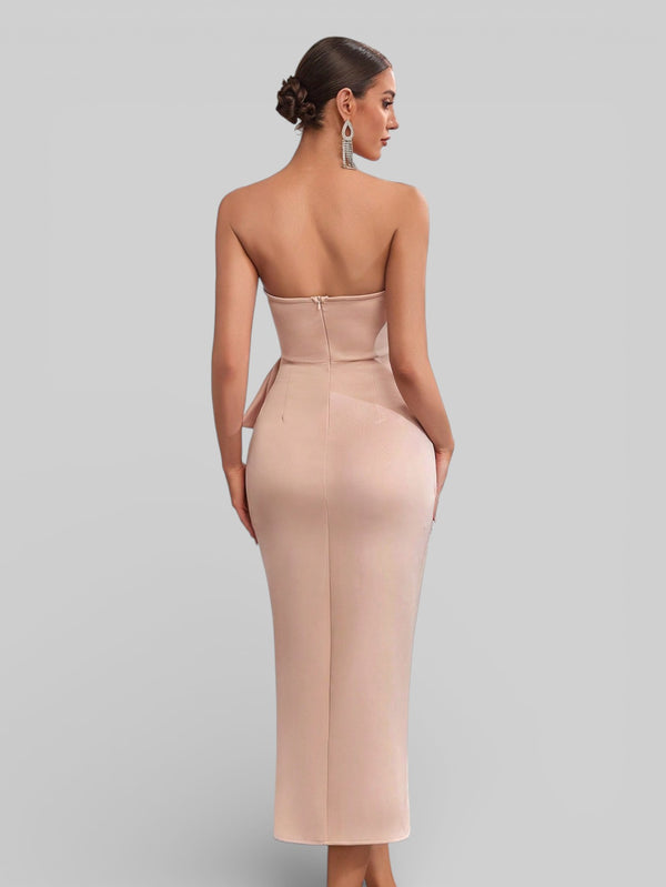 Vestido de Festa Midi Tomara que Caia Assimétrico Dafiny - Aurea Dress