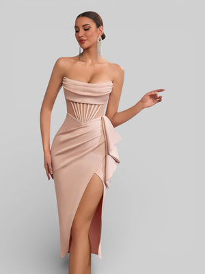 Vestido de Festa Midi Tomara que Caia Assimétrico Dafiny - Aurea Dress