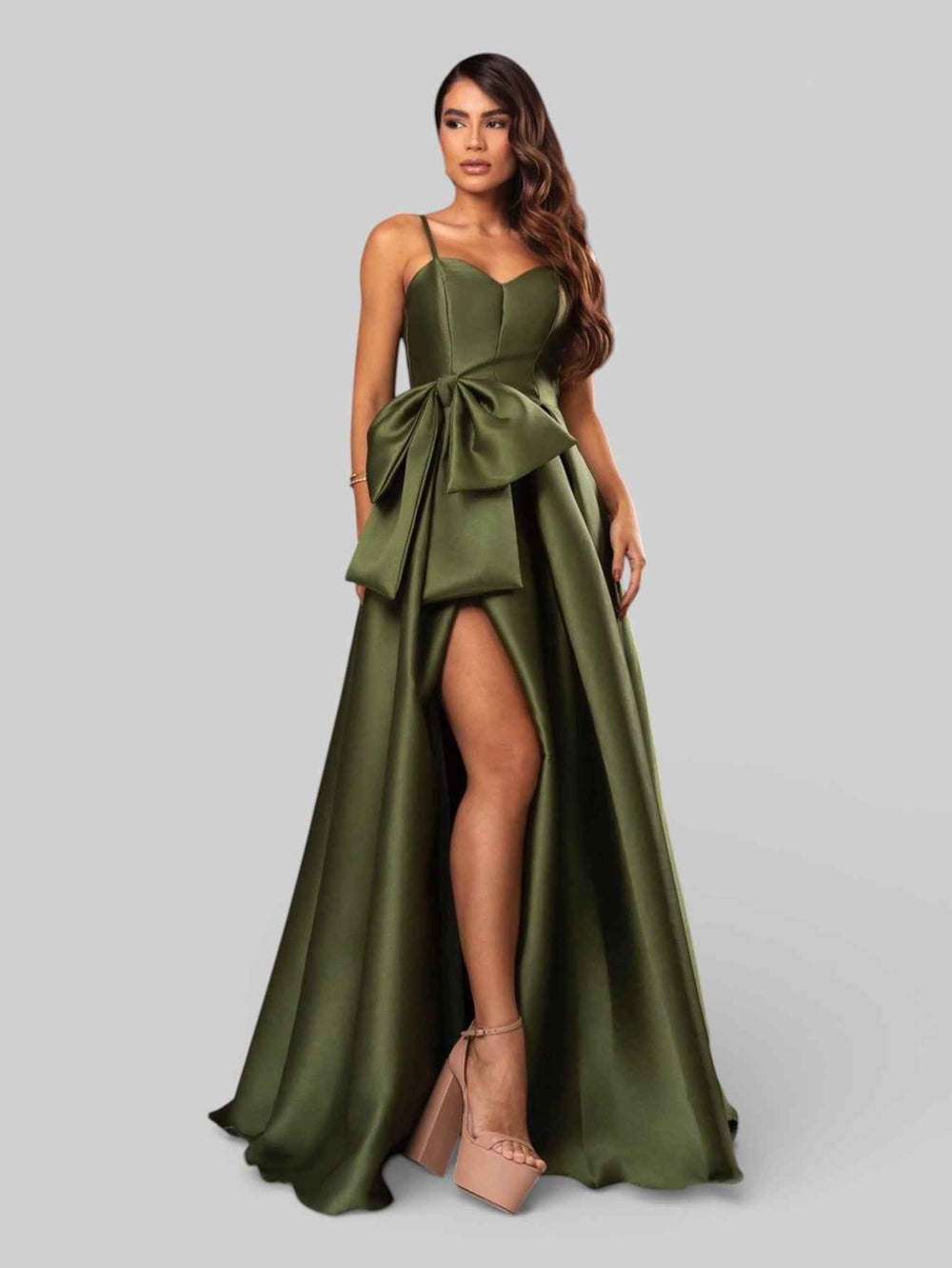 Vestido de Festa Longo com Laço e Fenda Penelope