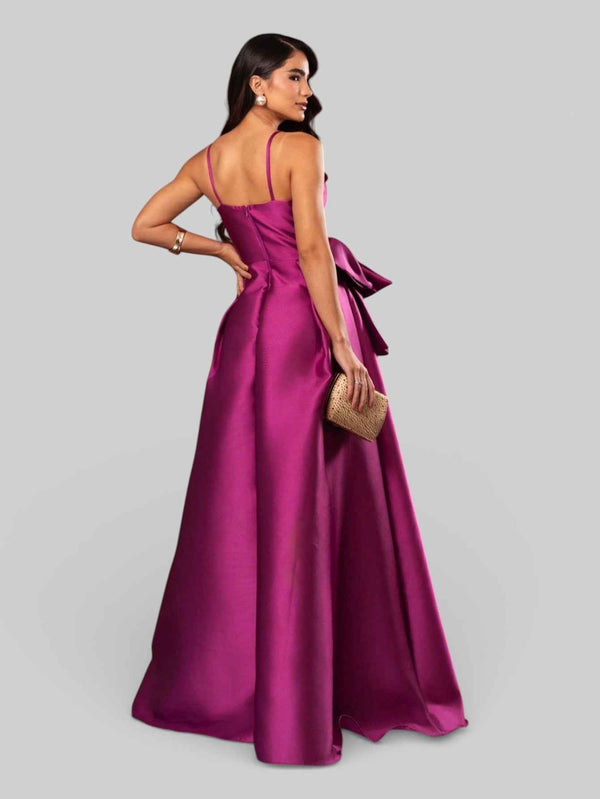Vestido de Festa Longo com Laço e Fenda Penelope