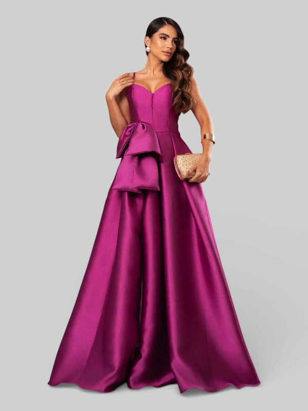 Vestido de Festa Longo com Laço e Fenda Penelope
