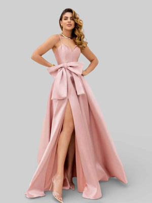 Vestido de Festa Longo com Laço e Fenda Penelope